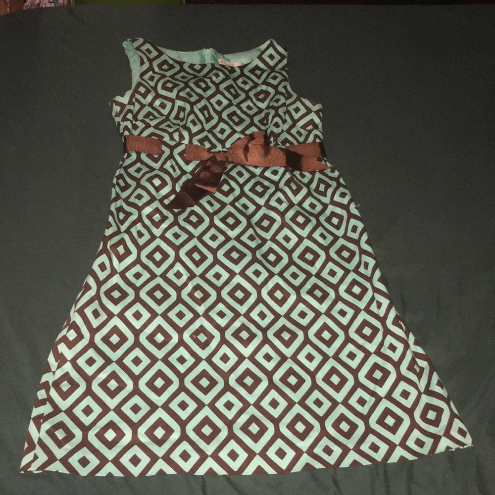 Size 6 Aqua/Chocolate dress by “Kim” by Kim Rogers